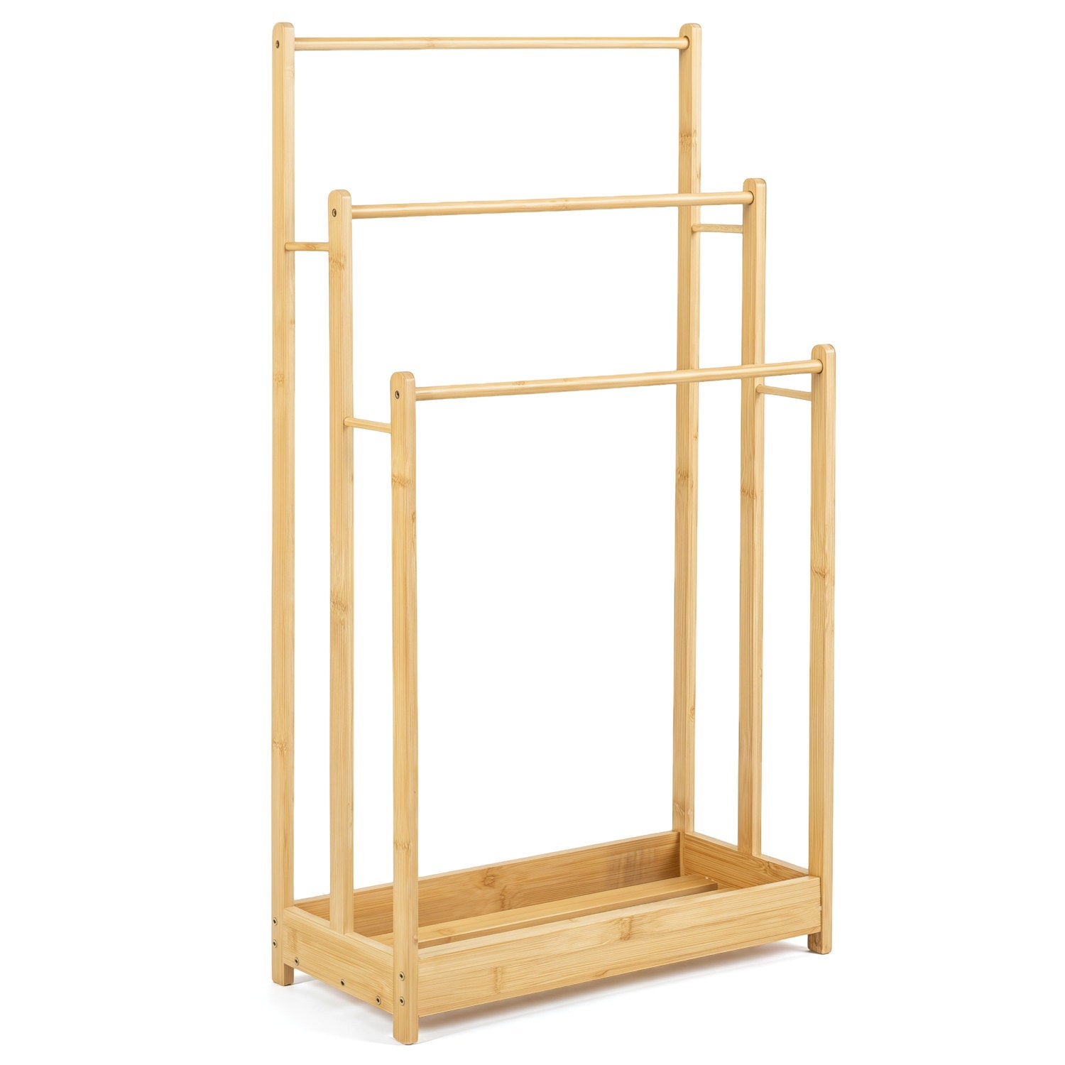 3-Tier Bamboo Towel Rack with a convenient Storage Shelf