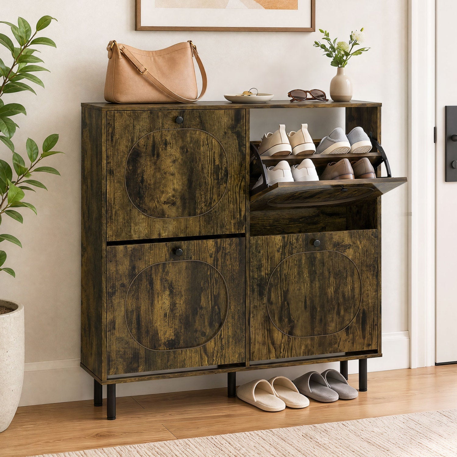 Shoe Cabinet - Rustic Brown