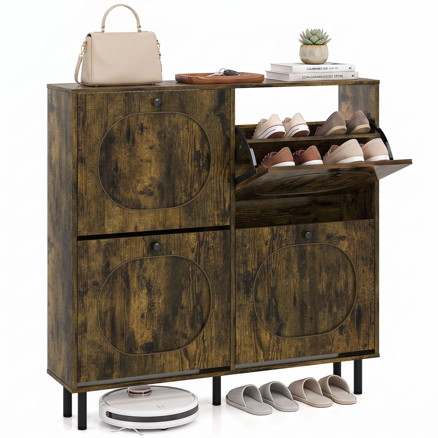 Shoe Cabinet - Rustic Brown