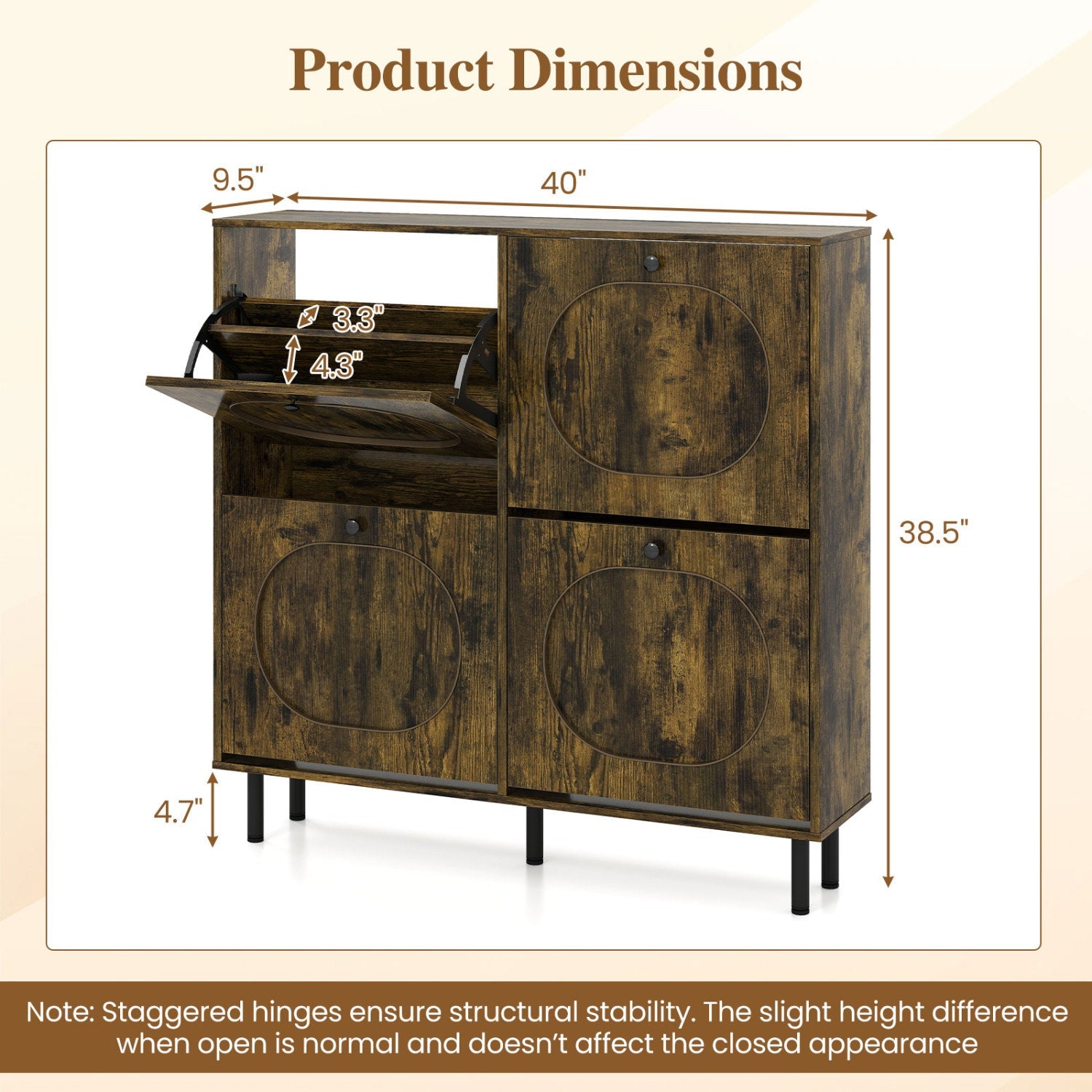 Shoe Cabinet - Rustic Brown