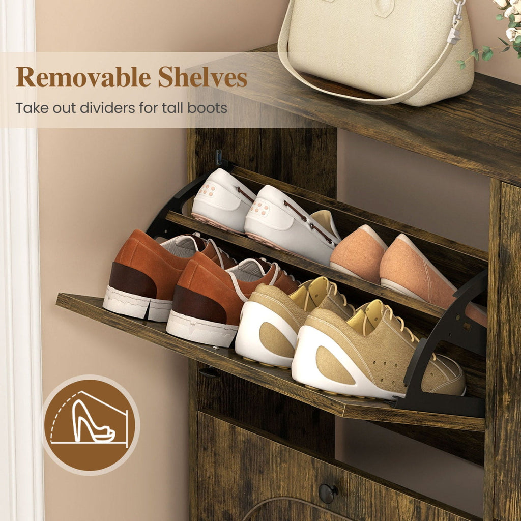 Shoe Cabinet - Rustic Brown