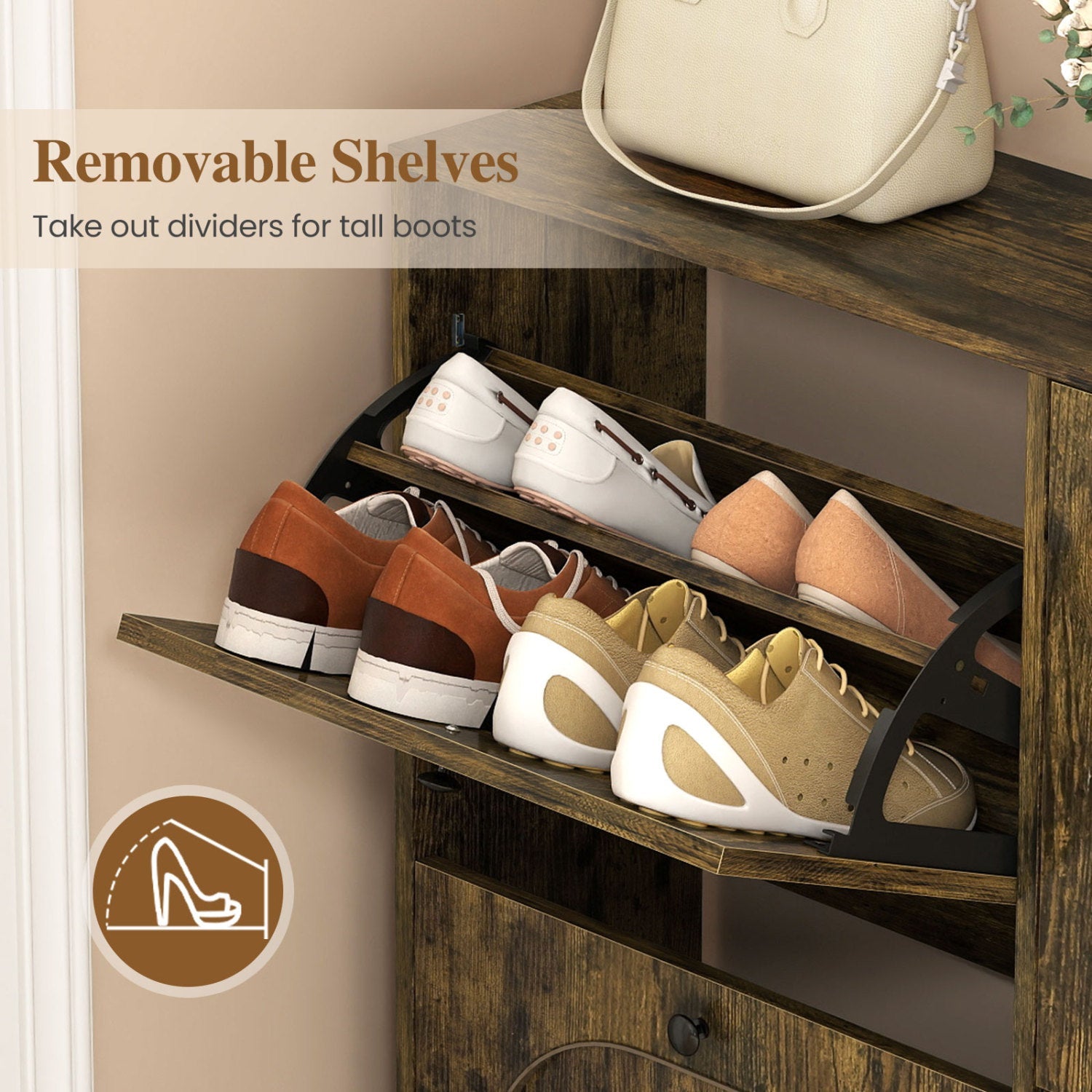 Shoe Cabinet - Rustic Brown
