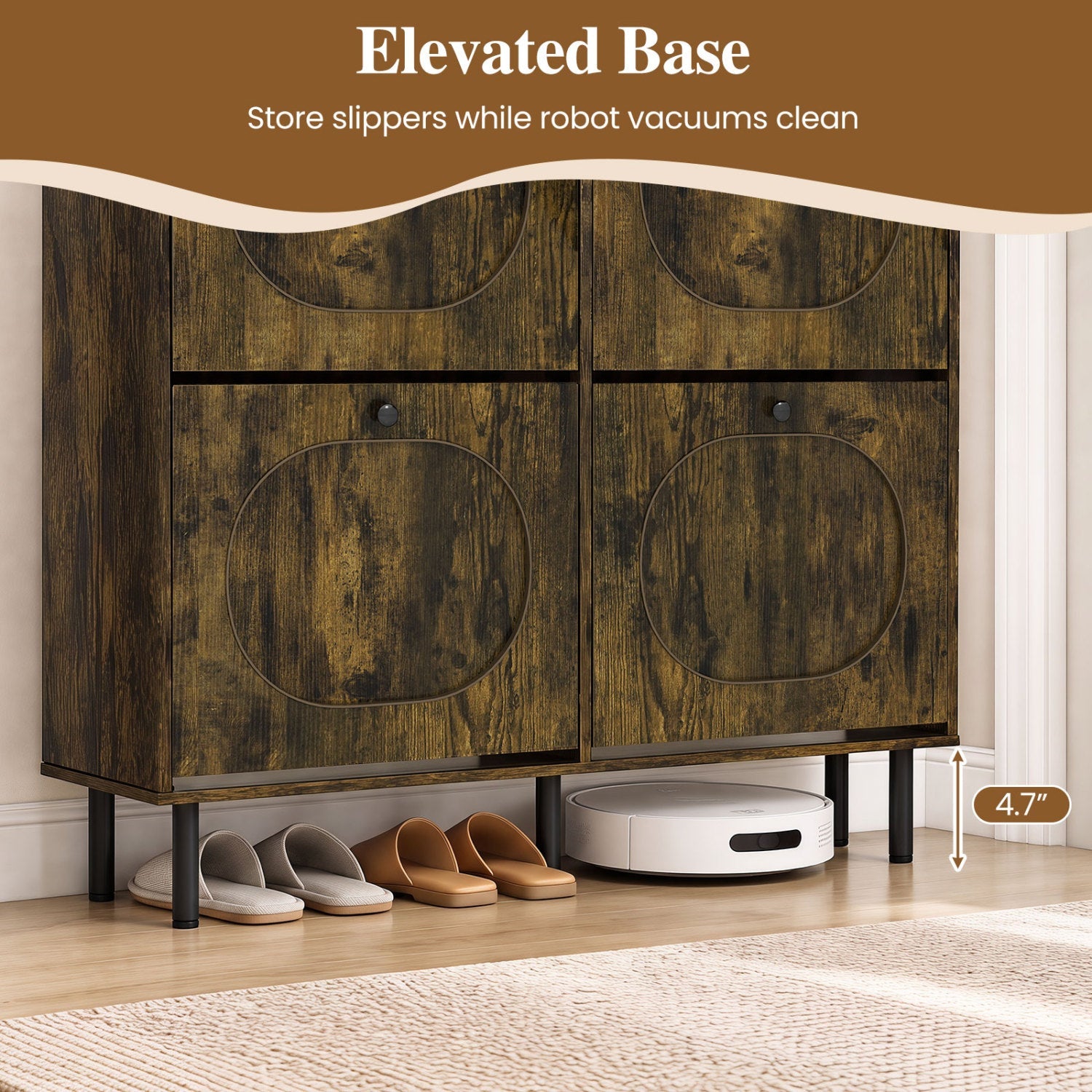 Shoe Cabinet - Rustic Brown