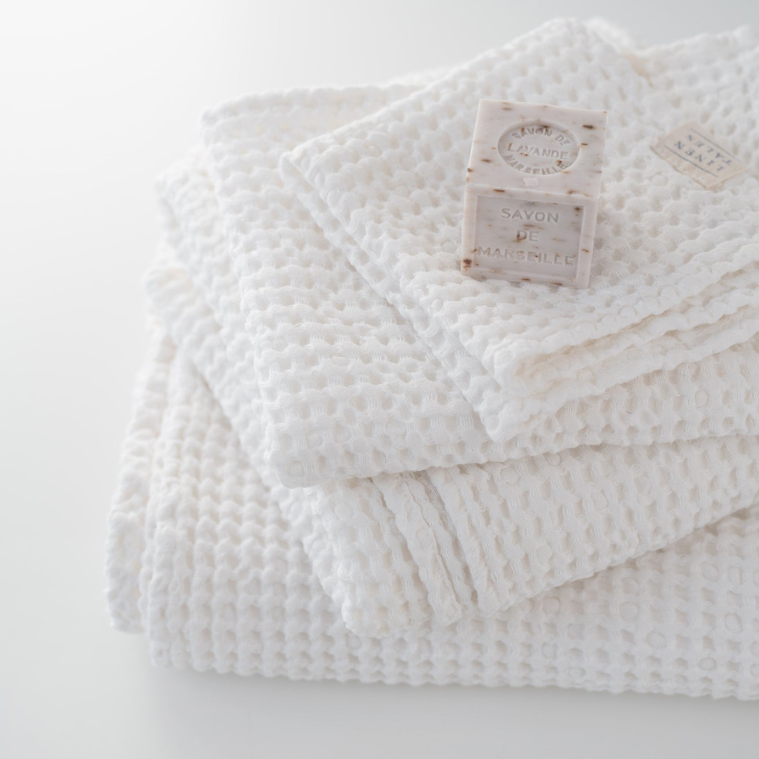 White Linen & Cotton Honeycomb Waffle Towel