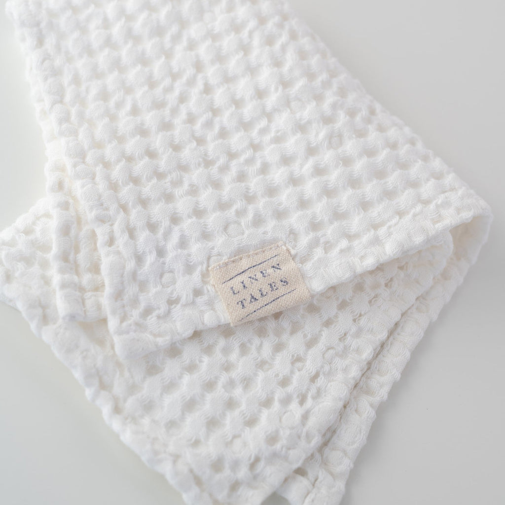 White Linen & Cotton Honeycomb Waffle Towel