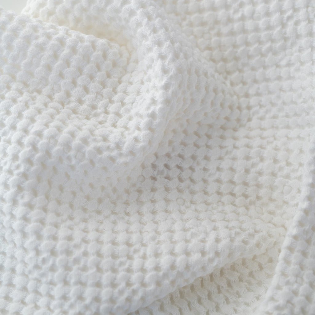 White Linen & Cotton Honeycomb Waffle Towel